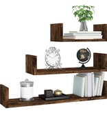 VidaXL Wandschappen 3 st bewerkt hout gerookt eikenkleurig