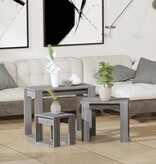 VidaXL 3-delige Tafeltjesset bewerkt hout grijs sonoma eikenkleurig