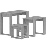 VidaXL 3-delige Tafeltjesset bewerkt hout grijs sonoma eikenkleurig