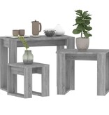 VidaXL 3-delige Tafeltjesset bewerkt hout grijs sonoma eikenkleurig