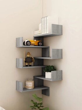 VidaXL Hoekwandschappen 2 st 40x40x50 cm bewerkt hout grijs sonoma