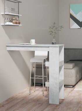 VidaXL Bartafel wandgemonteerd 102x45x103,5 cm bewerkt hout grijs