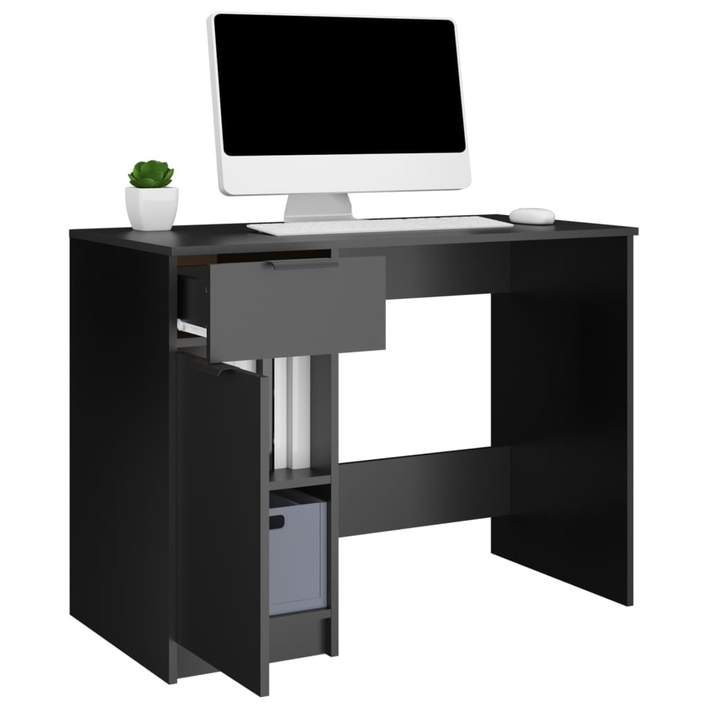 VidaXL Bureau 100x50x75 cm bewerkt hout zwart