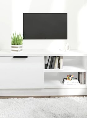 VidaXL Tv-meubel 80x35x36,5 cm bewerkt hout hoogglans wit