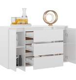 VidaXL Dressoir met 3 lades 120x41x75 cm bewerkt hout hoogglans wit