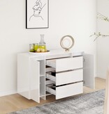 VidaXL Dressoir met 3 lades 120x41x75 cm bewerkt hout hoogglans wit