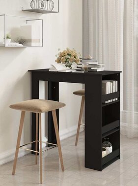 VidaXL Bartafel met opbergrek 102x50x103,5 cm bewerkt hout zwart