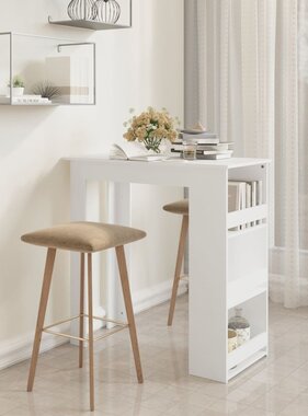 VidaXL Bartafel met opbergrek 102x50x103,5 cm spaanplaat wit