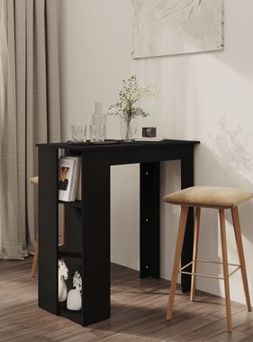 VidaXL Bartafel met schap 102x50x103,5 cm bewerkt hout zwart