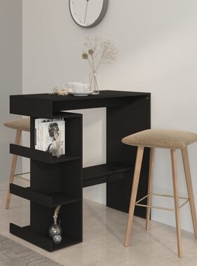VidaXL Bartafel met opbergrek 100x50x101,5 cm spaanplaat zwart