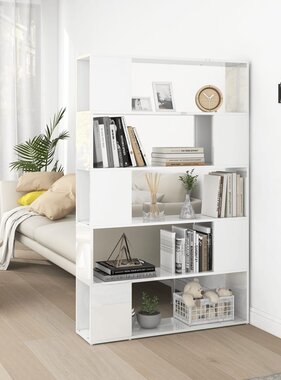 VidaXL Boekenkast/kamerscherm bewerkt hout hoogglans wit