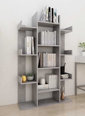 VidaXL Boekenkast 86x25,5x140 cm spaanplaat betongrijs