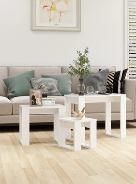 VidaXL Bijzettafels 3 st wit bewerkt hout