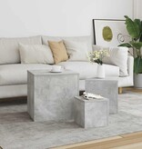 VidaXL Bijzettafels 3 st bewerkt hout betongrijs