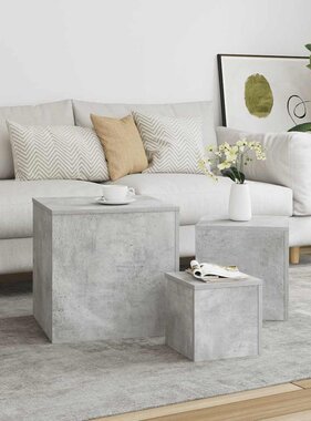 VidaXL Bijzettafels 3 st bewerkt hout betongrijs
