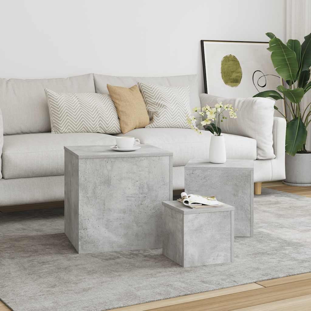 VidaXL Bijzettafels 3 st bewerkt hout betongrijs