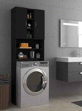 VidaXL Wasmachinekast 64x25,5x190 cm zwart
