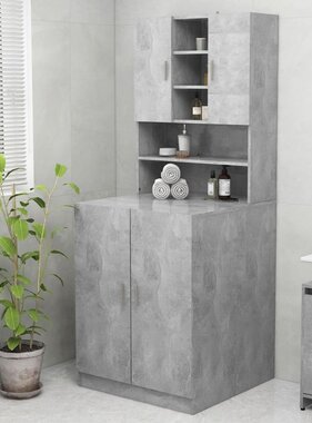 VidaXL Wasmachinekast 70,5x25,5x90 cm betongrijs