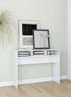 VidaXL Wandtafel 105x30x80 cm bewerkt hout hoogglans wit