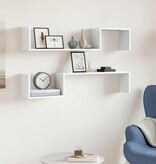VidaXL Wandschappen 2 st 100x15x20 cm spaanplaat hoogglans wit