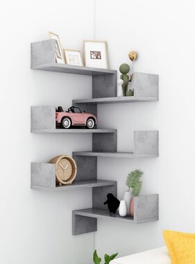 VidaXL Hoekwandschappen 2 st 40x40x50 cm bewerkt hout betongrijs