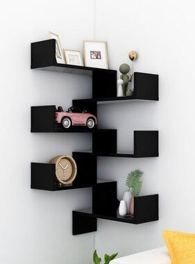 VidaXL Hoekwandschappen 2 st 40x40x50 cm spaanplaat zwart