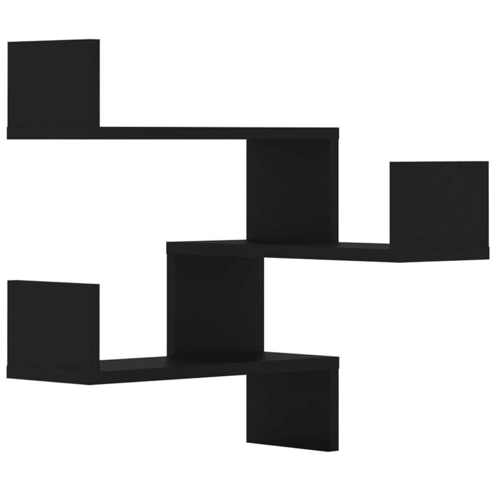 VidaXL Hoekwandschappen 2 st 40x40x50 cm spaanplaat zwart