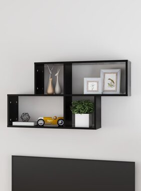 VidaXL Wandschap 100x18x53 cm bewerkt hout zwart