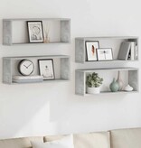 VidaXL Wandschappen kubus 4 st 60x15x23 cm bewerkt hout betongrijs