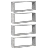 VidaXL Wandschappen kubus 4 st 60x15x23 cm bewerkt hout betongrijs