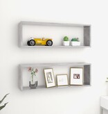 VidaXL Wandschappen kubus 2 st 80x15x26,5 cm spaanplaat betongrijs