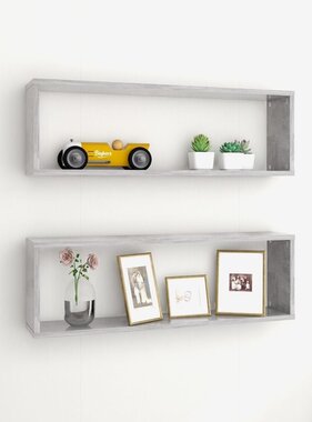 VidaXL Wandschappen kubus 2 st 80x15x26,5 cm spaanplaat betongrijs