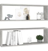 VidaXL Wandschappen kubus 2 st 80x15x26,5 cm spaanplaat betongrijs