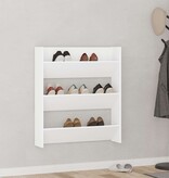 VidaXL Wandschoenenkast 80x18x90 cm spaanplaat wit