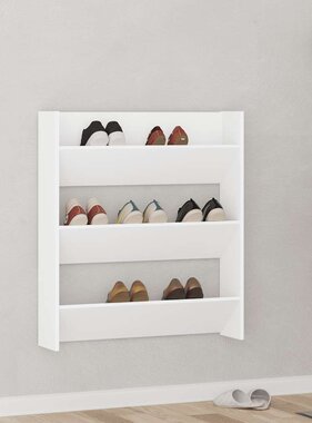 VidaXL Wandschoenenkast 80x18x90 cm spaanplaat wit