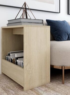 VidaXL Bijzettafel 50x26x50 cm bewerkt hout sonoma eikenkleurig