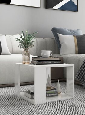 VidaXL Salontafel 40x40x30 cm bewerkt hout hoogglans wit