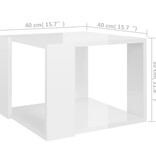 VidaXL Salontafel 40x40x30 cm bewerkt hout hoogglans wit