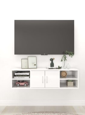 VidaXL Wandschap 102x30x29 cm bewerkt hout hoogglans wit