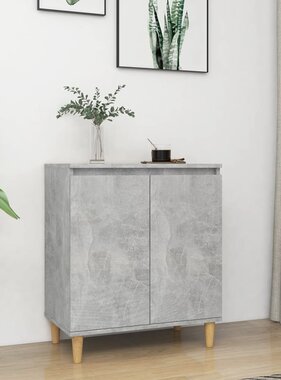 VidaXL Dressoir met houten poten 60x35x70 cm bewerkt hout betongrijs