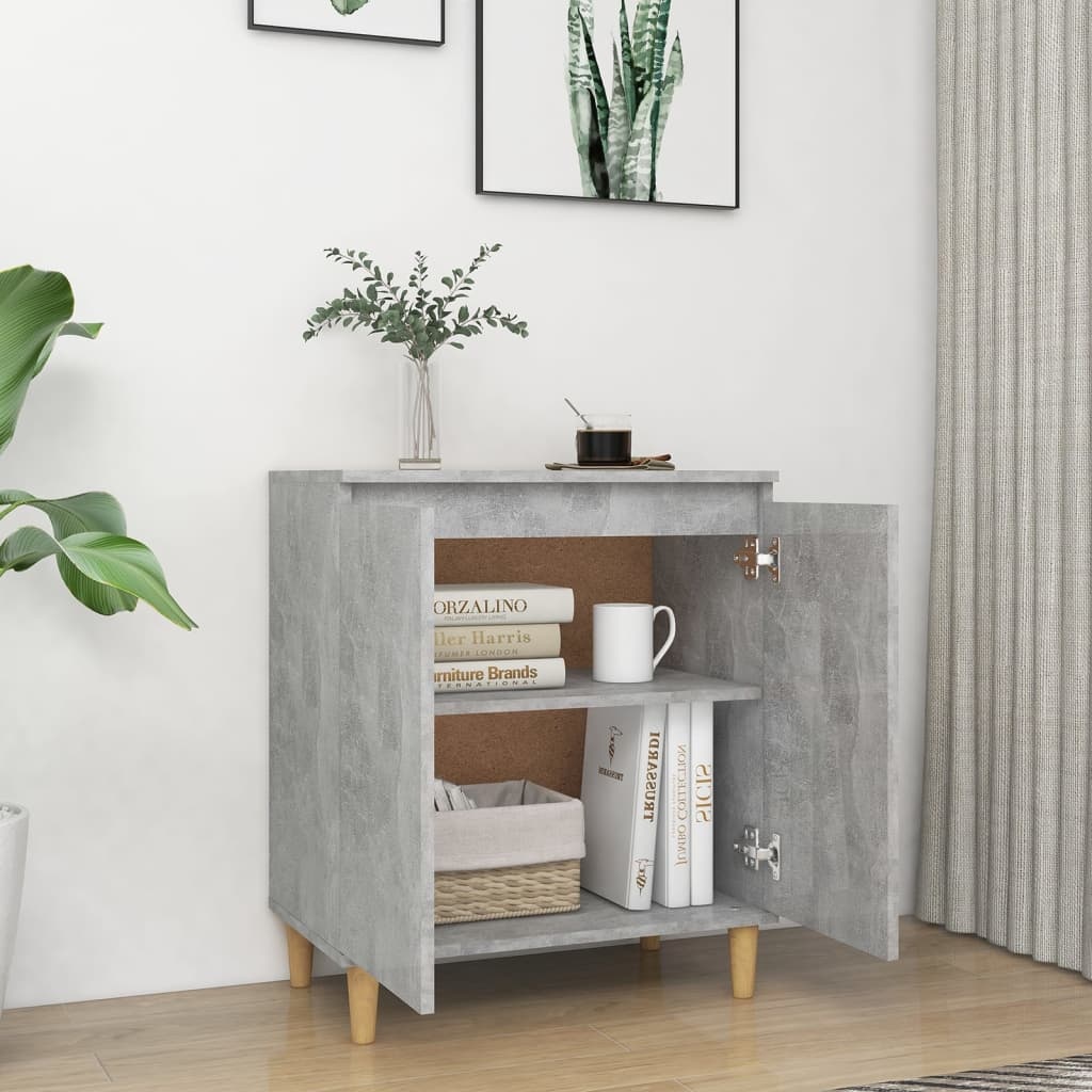 VidaXL Dressoir met houten poten 60x35x70 cm bewerkt hout betongrijs