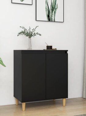 VidaXL Dressoir met houten poten 60x35x70 cm bewerkt hout zwart