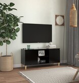 VidaXL Tv-meubel met massief houten poten 103,5x35x50 cm zwart