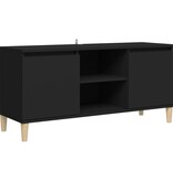 VidaXL Tv-meubel met massief houten poten 103,5x35x50 cm zwart