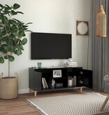 VidaXL Tv-meubel met massief houten poten 103,5x35x50 cm zwart