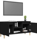 VidaXL Tv-meubel met massief houten poten 103,5x35x50 cm zwart