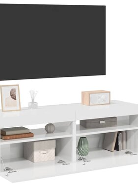 VidaXL Tv-meubelen 2 st met LED-verlichting 60x35x40 cm hoogglans wit