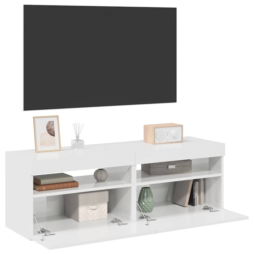 VidaXL Tv-meubelen 2 st met LED-verlichting 60x35x40 cm hoogglans wit