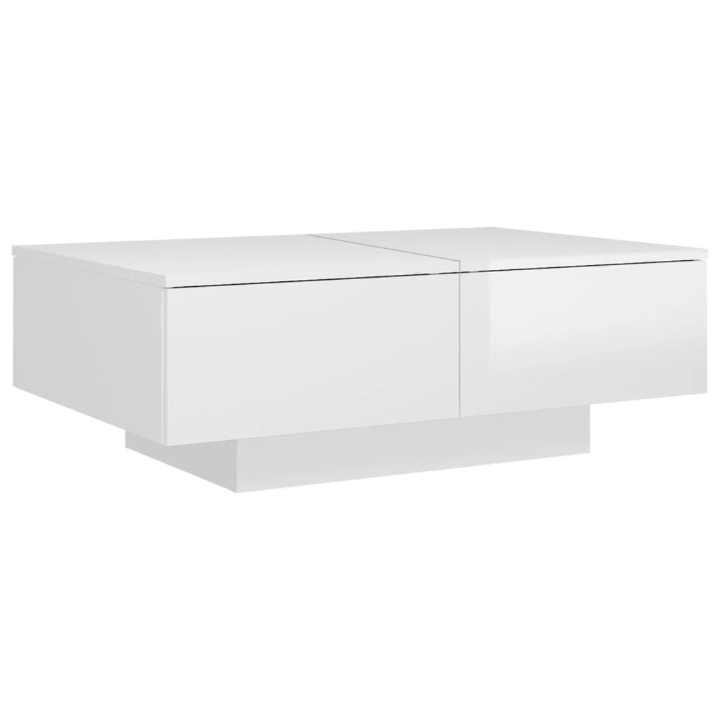 VidaXL Salontafel 90x60x31 cm spaanplaat hoogglans wit