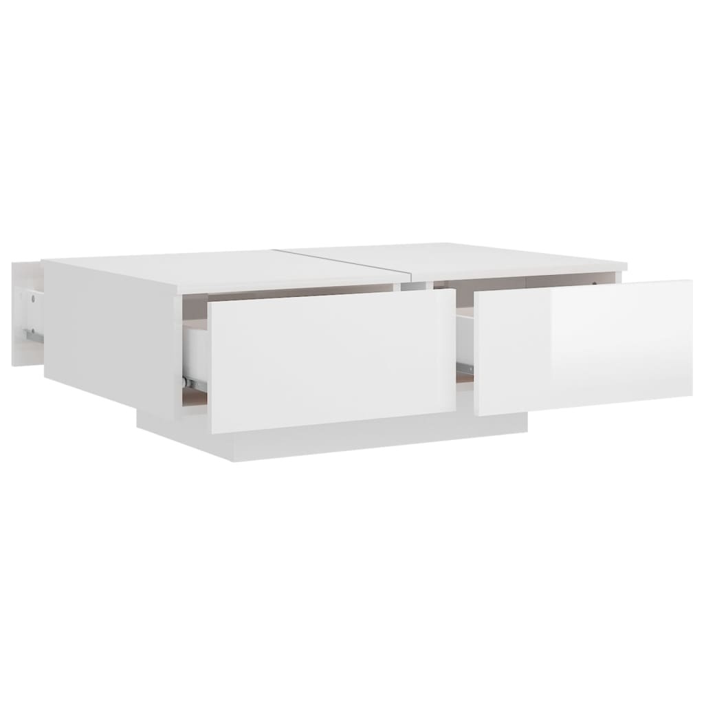 VidaXL Salontafel 90x60x31 cm spaanplaat hoogglans wit